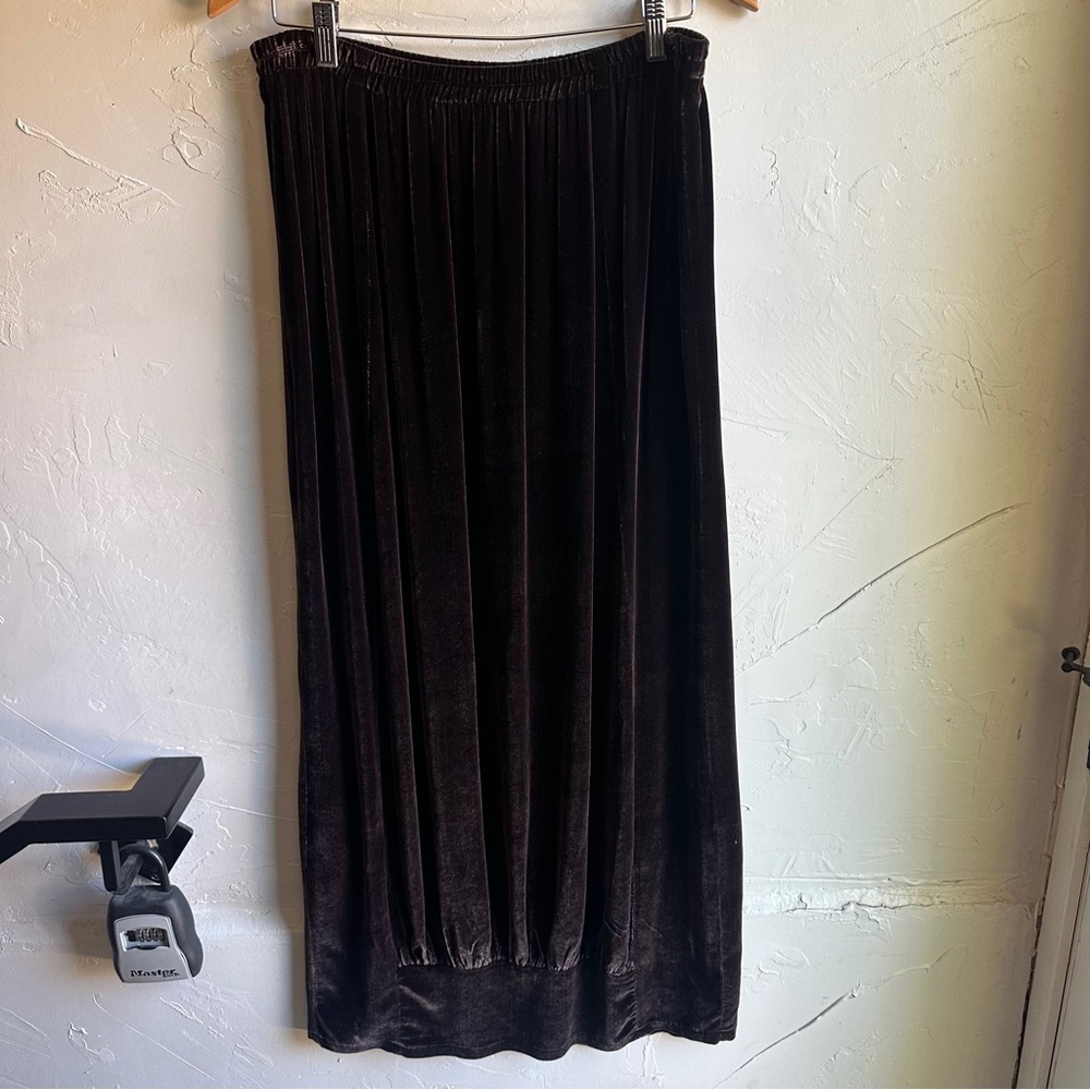 Harari High Waisted Chocolate Brown Velvet Maxi Skirt Sz‎ M Vintage Luxury